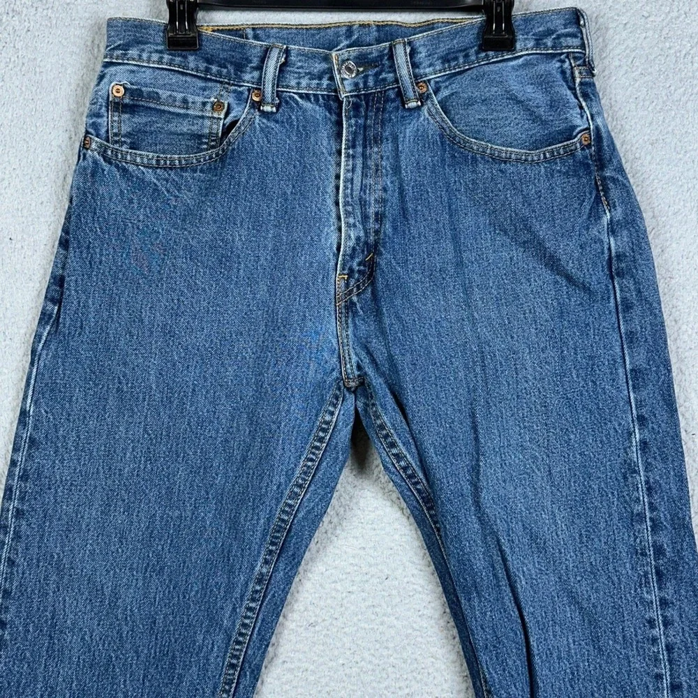 Levis 505 Jeans Mens 34X29 Blue Regular Fit Straight Leg 5 Pocket Red Tab Denim